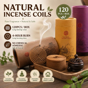 120pcs Incense Coils - Home & Office Fragrance - Agarwood Sandalwood - 4-Hour Burn Time Deodorizing Aromatherapy