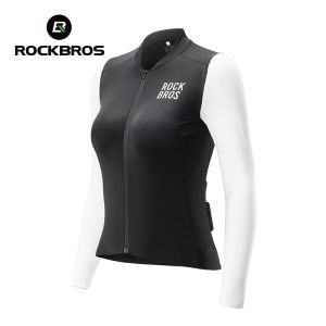 ROCKBROS Women Cycling Jersey Ultralight Breathable Fashionable Contrast Color MTB Road Bike Riding Long Sleeve Jersey Slim Bicycle Top