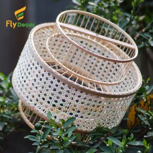 Đèn mây tre đan thả trần cao cấp hình Đèn kéo quân Chao đèn trang trí phòng khách phòng ngủ quán cafe - Flydecor