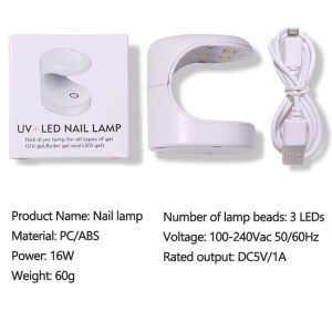 16W UV Nail Phototherapy Lamp Mini Led Dryer Curing Manicure Tools Portable USB Charge