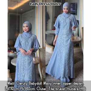 BEST SELLER Lady Dress Bahan Ceruty mix Brukat Premium / Gamis Wanita Terbaru 2023 Lebaran / Gamis Kondangan / Dress Muslim