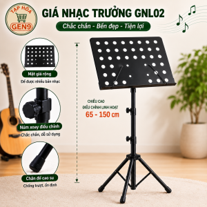 Giá Nhạc Trưởng GNL02 Điều Chỉnh Độ Cao 65-150cm Gấp Gọn Chân Tripod Giá Để Bản Nhạc Kim Loại