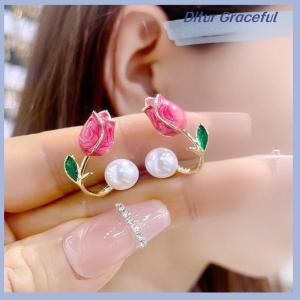 Ditur Hàn Quốc Ánh Sáng Sang Trọng Tulip Giả Ngọc Trai Stud Bông Tai Cho Phụ Nữ Hai Cách Để Mặc Đinh Tai Cho Cô Gái Hàng Ngày Đảng Đồ Trang Sức