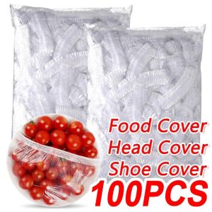 100-300Pcs Transparent Disposable Food Cover Plastic Wrap / Elastic Bowl Covers / Dishes Fruit Fresh-keep Covers Storage Bag / Kitchen Refrigerator Fresh Saver Bags