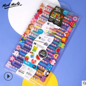 Mont Marte 24 Color Cute Creative Color Pencil Set Cartoon Eraser Coloured Pencil 48 Piece Set Suitable for Children and Students Gifts