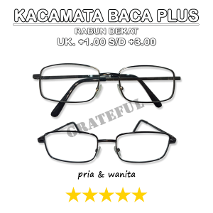 Kacamata Khusus Baca Plus Frame Persegi Panjang Material Besi Ada Nosepad Lensa Bening READY PLUS +1.00 s/d +3.00 PRIA WANITA - BISA BAYAR DIRUMAH
