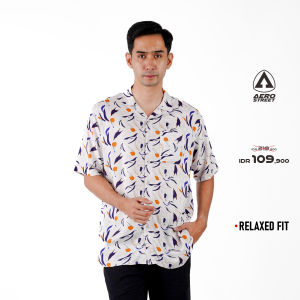 Aerostreet Kemeja Rayon Printing Cyrille Hawai Motif Terang Pria Wanita QCBAA
