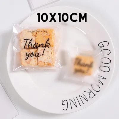 100PCS Thank You Resealable Cookie Bags Plastic Bags for Bakery Candy Packaging