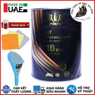 Nhớt xe ga PETROL ONE 10W40 tổng hợp 800ML - Nhập khẩu UAE [Mua 5 lon tặng 1 phểu]
