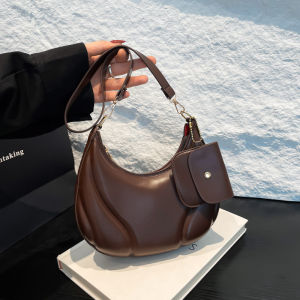 Womens Shoulder Bag PU Leather Crossbody Bag Simple Small Hobos Handbag Casual Plain