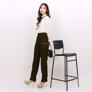 Dibihi Celana Formal Kerja Wanita Pinggang Karet Sisi Samping Bahan Stretch Import Premium