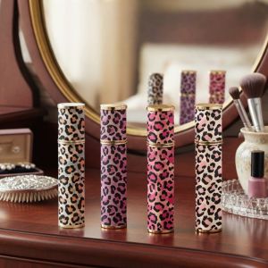 LEKGAVD Refillable 10ml Perfume Bottle Reusable Portable Empty Elegant Pocket Size Leopard Print Leather Spray Bottle Travel