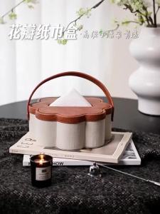 FFBH Creative Luxury Tissue Boxes Flower Modelling Household Living Room Desktop Ornament Modern Nordic Kitchen Room Decorations Q9Z6P