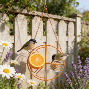 OUTOPEN Decorative Orange Shaped Bird Feeder Waterproof Food Container Hanging Bird Feeder Sparrow Finch Creative Bird Feeding Station Outdoor