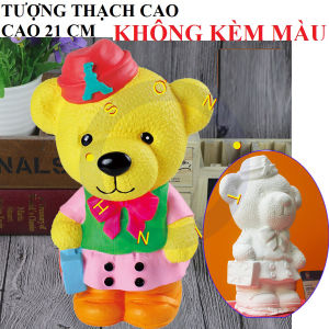 Tượng thạch cao tô màu Gấu xách cặp M20 (Không kèm màu) trò chơi trẻ em