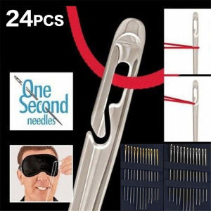 12/24/36ชิ้นตนเองเกลียวเข็มเย็บผ้าสแตนเลสด่วนอัตโนมัติเกลียวเข็มเย็บ Pins หมัดเข็ม T Hreader