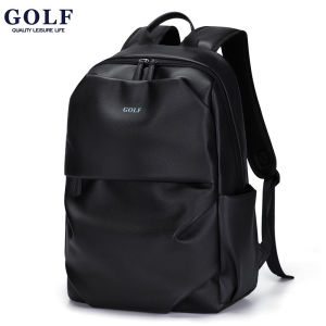 GOLF QUALITY Fashionable Casual Business Backpack for Men Zipper Closure PU Leather Backpack College High school Student Bookbags Durable Shoulder Bags Black