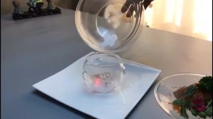 ถาดแก้วน้ำแข็งแห้ง 3 รู อุปกรณ์ครัวสร้างสรรค์ ภาชนะทำอาหาร แนวคิดศิลปะ จาน ชามผลไม้ สลัด