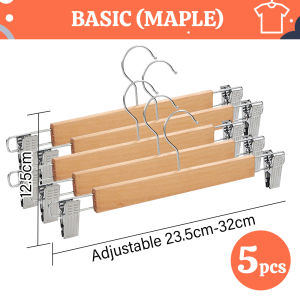 [5PCS] Little Carpenterr Anti Slip Wood Hanger Solid Wood Clothes Hanger Penyangkut Baju Tuala Wood Clothes Towel Organizer Hanger Laundry