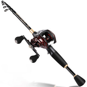 Sougayilang Set Tongkat Dan Gulungan Pancing Set Joran Dan Reel Pancing 1.8m 2.1m 2.4m Teleskopik Serat Karbon Dan Gulungan Pancing Baitacting 12+1BB / 18+1 BB
