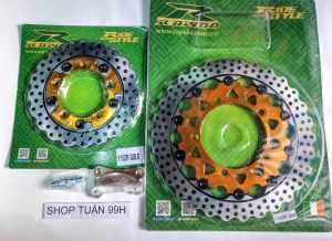 Cặp đĩa thắng Rapido trước sau dành cho Exciter 150 tặng kèm bass CNC