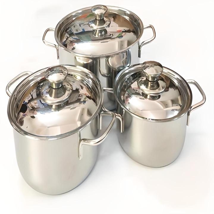 [DÙNG CHO BẾP TỪ] Bộ nồi inox cao cấp sáng bóng dùng được bếp từ và mọi loại bếp bộ nồi inox chắc chắn cao cấp