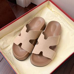 Soft Leather Thick-Soled Slippers For Women Summer Outdoor Wear High-End Style 2025 New Model Suitable For Pairing With Skirts Beach Slip-On Soft-Soled Sandals