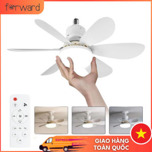 Quạt trần 2 trong 1 Đèn quạt trần sắc E27 6 blade Quạt trần Bắc Âu Đèn 3 màu Với Remote Control đồ trang trí phòng ngủ cute đèn led âm trần