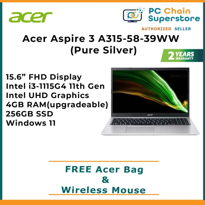 ACER ASPIRE A315-58-39WW (Pure Silver) Laptop FHD