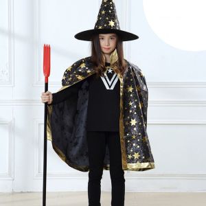 BANZU Terrible Trendy With Wizard Hat Witch Caps For Boys Star Scary Costumes Children Cosplay Costumes Halloween Cloak Sets Performance Clothes