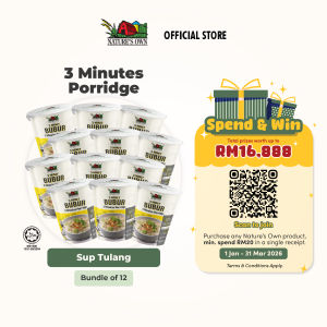 NATURES OWN  Instant Cup Porridge  - Sup Tulang (BUNDLE OF 12) / NATURES OWN  Bubur Segera  - Sup Tulang (BUNDLE OF 12)