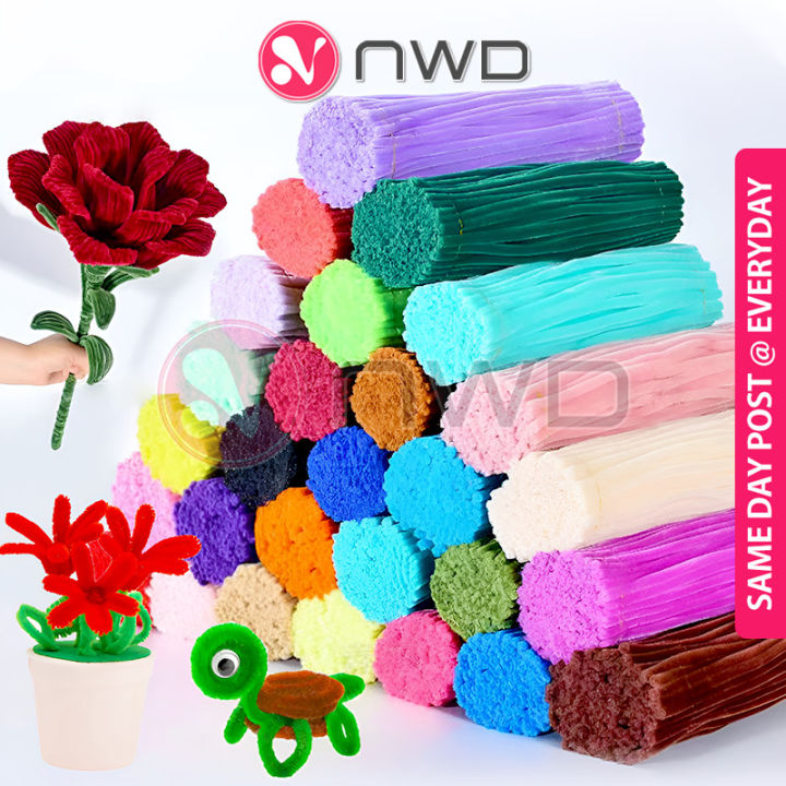 𝗙𝗨𝗭𝗭𝗬 𝗧𝗪𝗜𝗦𝗧𝗘𝗥𝗦 》100Pcs Colorful Chenille Stems Wire Pipe Cleaners DIY ...