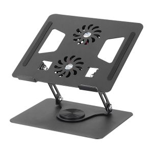 360° Rotating Laptop Stand with Dual Cooling Fans Adjustable Aluminum Alloy Stand for 10-17.3 inch Laptops