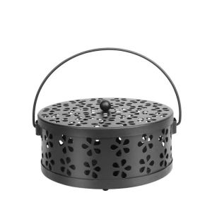 Retro Portable Fireproof Sandalwood Incense Burner with Lid Round Metal Incense Box-KC103