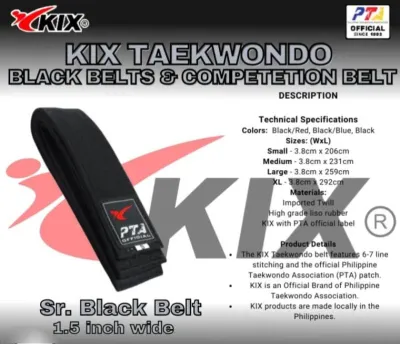 KIX TAEKWONDO BLACK BELTS AND COMPETITION BELTS
