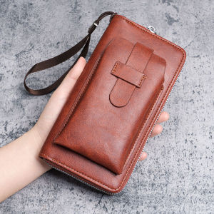 IELGY Mens Wallet Long Wallet Multi-card Wallet Two-in-One Business Zipper Multifunctional Mobile Phone Bag
