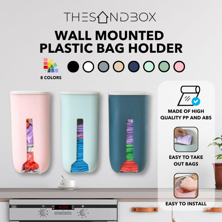 Wall Mounted Plastic Bag Holder [ Grocery Trash Bag Dispenser Organizer