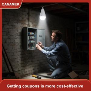 【CANAMEK 】 Led Rechargeable Emergency Bulb Illuminates During Power Outages And When Wet Dual-Battery Removable Emergency Bulb