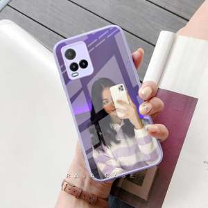 [Custom Softcase Kaca Lilac/Green Foto Bebas] For VIVO Y21 Y21S Y33S Y15S Y12 Y15 Y17 Y30 Y30I Y50 Y91 Y93 Y95 Y20 Y12S Y20S Y20I  - Casing Hp-Pelindung hp - Case Handphone