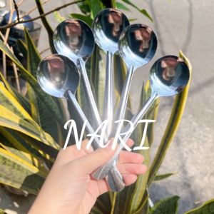 Muỗng inox cao cấp Thìa muỗng ăn cơm ăn phở ăn súp cán dài Muỗng canh sâu cán dài - gia dụng NARI