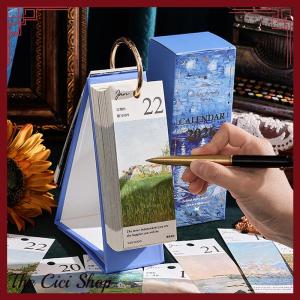 [The Cici Shop] 2026 Desk Calendar Vintage Oil Painting Inspirational Quotes One-Way Page Turn Daily Planner