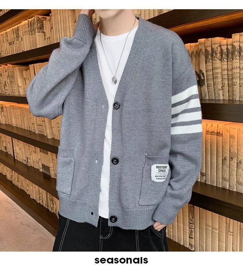Cardigan Sweater Mens 2021 Spring and Autumn Korean Version of The