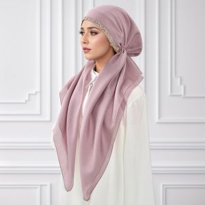 XYAX Đá quý Mũ hijab nữ Kết cấu mềm mại Thoáng khí Khăn turban Hồi giáo Thời trang Bảo hiểm toàn diện Mũ băng đô co giãn Trang phục Hồi giáo