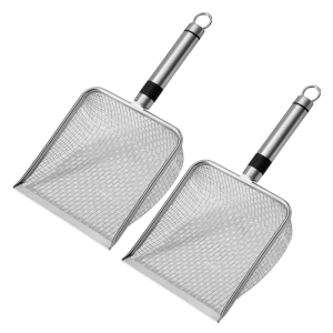 2Pcs Pet Waste Shovel Long Handle Stainless Steel Metal Shovel Litter Garbage Sand Scooper Pet Cleaning Tool