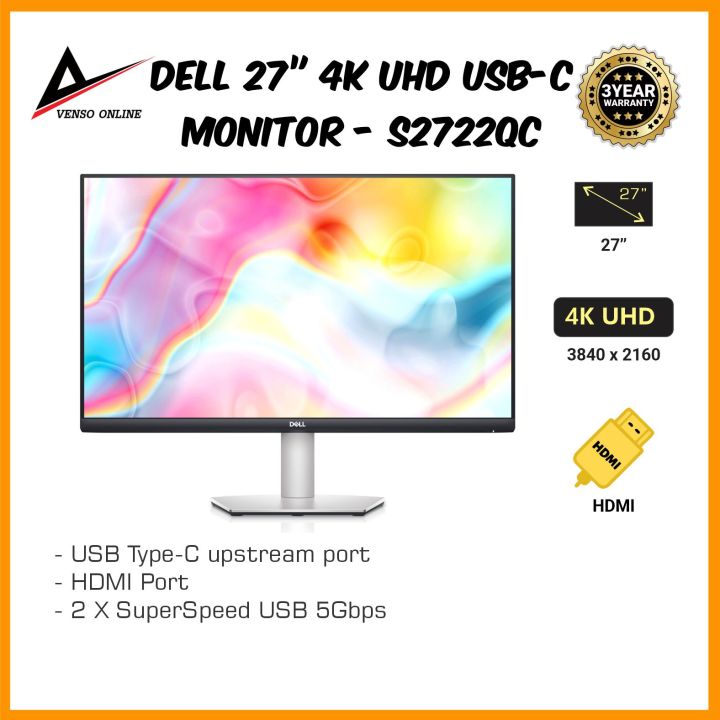 Dell 27 4K UHD USBC Monitor S2722QC DFO 3 Year Lazada