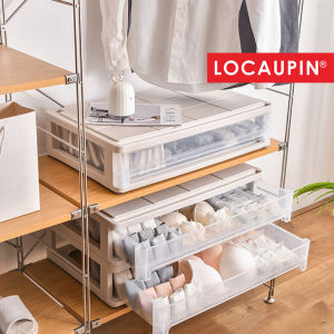 Locaupin Wardrobe Stackable Transparent Underwear Storage Box Bra Panty Socks Drawer Storage Box Clothes Organization