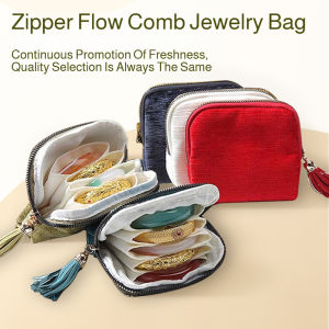 ✨ Small And Exquisite Zipper Jewelry Bag / Multi-functional Storage / Flexible Compartment / Premium Velvet Fabric / Elegant Craft / Fashionable & Reasonable Partition Tassel Zipper Jewelry Storage Pouch