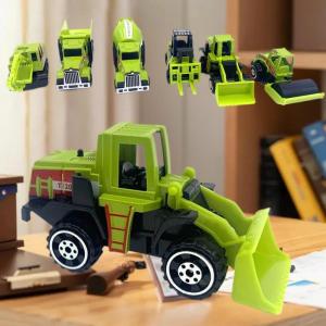 QUANSEN 6pcs set Educational Toys Alloy Plastic Engineering Truck Car Construction Model Vehicle Loader Tractor Excavator For Kid Gifts