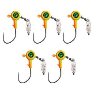 5Pcs Sharply Jig Head Fishing Hook with Spinner Spoon Double Locking Triangular Hook for Saltwater Freshwater Fishing