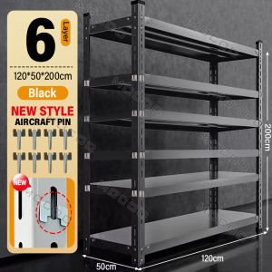 【Oversized 120X50X200cm】Multi-Purpose Storage Shelves with 5/6 Layer Metal&Wood Shelves 600kg Load Bearing Storage Shelving Units Metal Rack Boltless Rack Steel Shelf for Store Display Rack Kitchen Living Room Garage